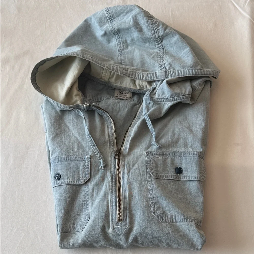 J. Crew Light Blue Hooded Shirt Jacket